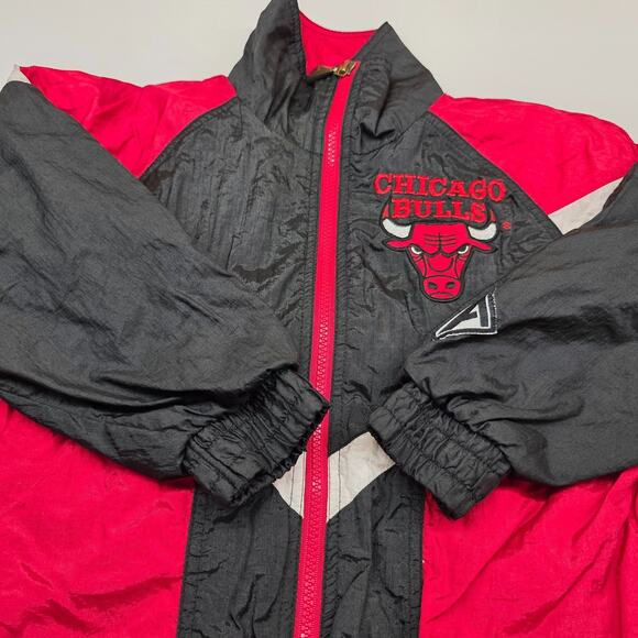 VTG 90s Chicago Bulls Windbreaker Jacket Youth 17X19 Team Athletics MJ Jordan - Picture 5 of 10